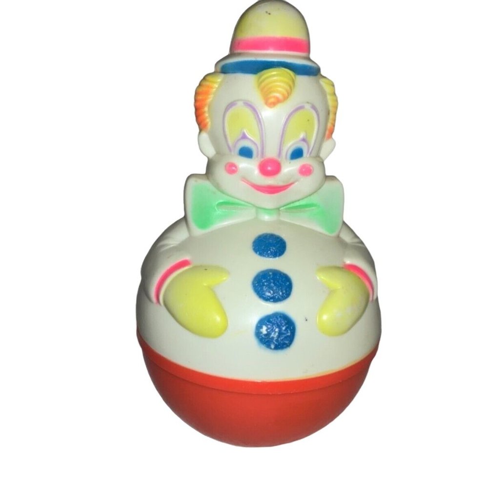 Vintage Collectible SaniToy Roly Poly Wobble Clown Baby Toy 1977